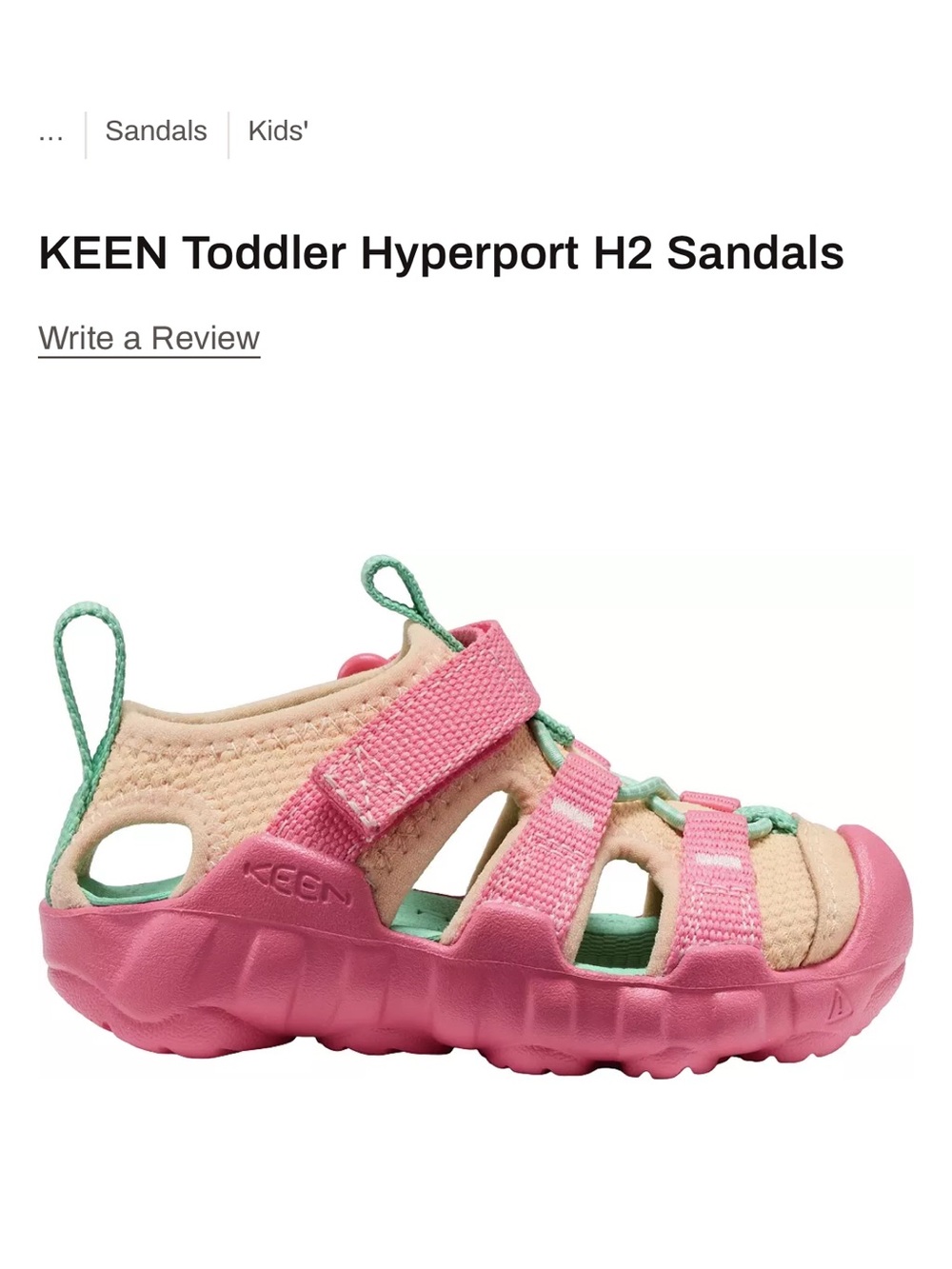 KEEN Kids Pink and Cream Water Sandals with Mint Accents